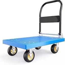 Nutronics NS HT-200kg Capacity Plastic Foldable Platform Trolley for Heavy Weight/Material Handling Goods Trolley for Home, Office, Warehouse & Industries with 4 inch Rubber Wheel (Size : 72x46)-image-0