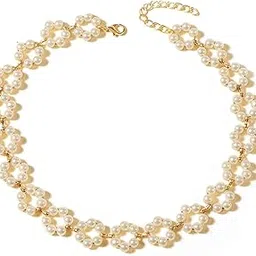shining diva fashion Latest Stylish Pearl Chain Pendant Choker Necklace for Women and Girls (14633np)-picture-31