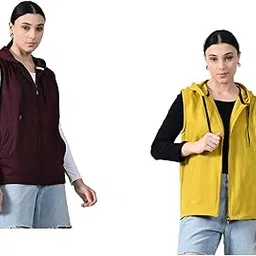 kayu Women Fleece Warm Zipper Sleeveless Hoodie Jackets for Winter (Pack of 2)-picture-25