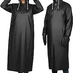 ORILEY Unisex Rain Poncho 410GSM with Adjustable Hood Full Sleeves Water Resistant Lightweight Outdoor Bike Raincoat for Men & Women Camping Hiking and Travelling (L, Black)-picture-31