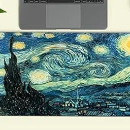 Gadgets WRAP Extra Large 12x32inch Mouse Pad Desk Mat Anti-Slip Base Spill-Resistant for Laptop, MacBook, Gaming Computer - Starry Night Van Gogh-image-30