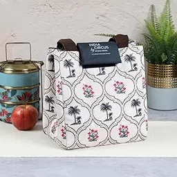 India Cicus by Krsnaa Mehta Tropic Tryst Lunch Bag for Office Women & Men | Printed Hot/Cold Tiffin Box & Bottle Travel Carry Bag | for School Picnic & School | Ideal for Gifting-picture-29