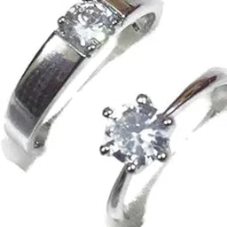 Couple rings for Women/Men/Unisex Valentine's Gift| for couples| in Silver colour (Set of 2) in metal by Ragini Creations-picture-49