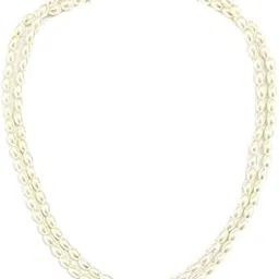 MAHEK PEARLS Double Line Rice Pearl White Necklace For Women PRL2-picture-32