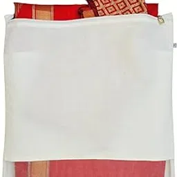 Clarkia Reusable Cotton Saree Cover with Blouse compartment big size for Storage, Wardrobe Organizer bags saree bags cotton (17x17 inches, Beige) (12)-picture-23