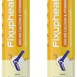 Fixuphealth Calcium 500mg and Vitamin D3 Effervescent Tablets Orange Flavour Pack of 2 20 tablets each pack Useful for Bone health strenght maintenance and Muscle care-image-20