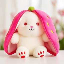 Strawberry Bunny Plush Toy for Kids & Babies - Ultra Soft Stuffed Animal Rabbit with Cute Ears & Fruity Design - Adorable Cuddly Gift for Girls Boys-picture-24