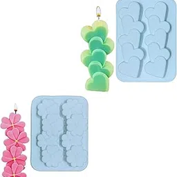 MoldBerry 2 Cavity Simple Heart & Flower Shape Candle Mould, Joint Heart Flower Candle Mold for Candle Making Multi-Purpose Silicone Molds for Chocolate Resin soap (4.5 x 3.7 x 0.5 Inch)-picture-21