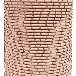 Metal Bangles for Women | Dot Matte Finish Chudi for Ladies Wedding | Daily Use Bangle for Girls | Function, Party, Wear Chudiyan (Pack of 36)-image-77