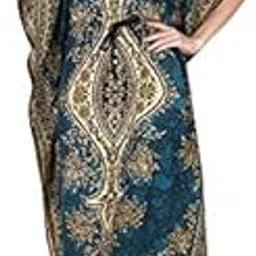 ukal Women's V-Neck Kaftan Dresses Tunic Kimono Maxi Caftan Plus Size Lounge Dress-picture-10