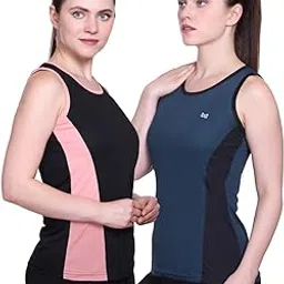 white moon Gym Tank Tops for Women Workout, Sleeveless Tshirt for Women Combo, Sports, Workout, Dry Fit, Anti-Odor Sports T Shirt, Lightweight & Breathable, Everyday, (Pack of 2)-picture-16