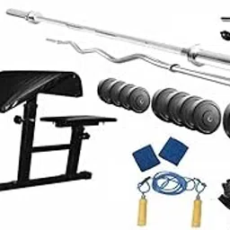 Protoner 50 Kgs PVC Weight with Preacher curl Bench-image-46