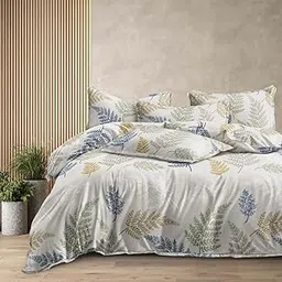 Soft Cotton Printed Comforter Double Bed | Duvets for Mild Winter | All Season Double Size 3 Layered Quilted Blanket -Blue Leaf-Pack of 1-picture-31