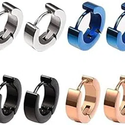 beautivia Unisex Earrings Combo for Men, Boys, Women & Girls – Stainless Steel Pierced, Clip-On, Huggie, Bali, Stud & Cuff Earrings-picture-46