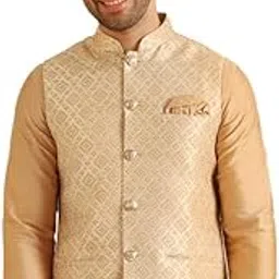 kisah Men's Nehru Jacket, Burgundy Jacquard, Woven Design Regular Fit Mandarin Collar Sleeveless-picture-37