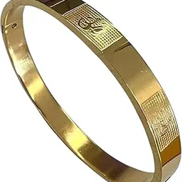 lord om symbol full gold colour free size kada bracelet for mens and womens-picture-12