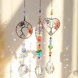 3pcs Crystal Suncatchers for Windows Hanging Tree of Life Sun Catchers Decor with Prisms for Home Indoor Outdoor Car Making Rainbows-picture-19
