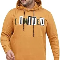 Plus Size Men Fleece Mustard Hooded Sweatshirt (JPSWT75186_Mustard)-image-52