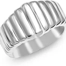lecalla 925 Sterling Silver BIS Hallmarked Textured Rings for Women & Men | Minimalist 14K Gold-Plated Croissant Braided Twisted Signet Chunky Dome Ring | Stackable Eternity Wedding Band Ring-picture-13