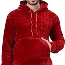 hypethread Men's Plush Fleece Fur Hoodie with Kangaroo Pocket-picture-37