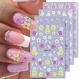 LB TRENDZ Flower Nail Art Stickers - 3D Self-Adhesive Floral Decals with Cherry Blossom, Daisy, Rose for Women Girls Manicure DIY Decoration​-image-86