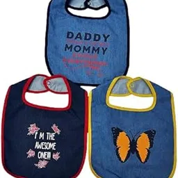 Waterproof Apron for Babies Denim Bibs for New Born Babies A Set of Three Multicolour Apron for New Born Baby to 6 Months Old Unisex Apron for Babies-picture-36