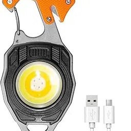 KESI Small Flashlight - Portable Mini LED Light Keychain Flashlight 6 Modes 500 Lumens Rechargeable Inspection Lights with Cigarette Lighter, Seat Belt Cutter, Screwdriver, Whistle-picture-33