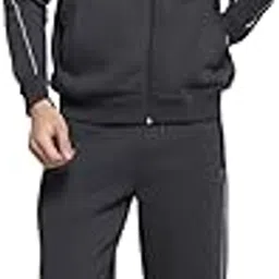 cloak & decker Mens Solid Charcoal Mock Neck Full Sleeve Tracksuit 62402026-5-picture-23