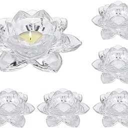 Home Brilliant Glass Lotus Candle Holders, Tealight Candle Holder, Votive Candle Holders for Home Decor, Wedding & Party, Set of 6-picture-10