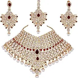 i jewels Traditional Gold Plated Kundan Bridal Dulhan Jewellery Set for Women (IJ021)-picture-51