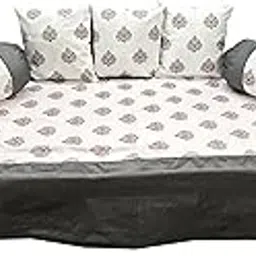 PINK PARROT Pinkparrot Art Silk Diwan Set Covers 6 Pieces Designer Standard Diwan Set (1 Single Bedsheet, 2 Bolster Covers, 3 Cushion Covers) D-806-picture-31