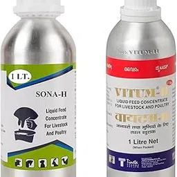 BULLYPET TINETA VITUM H(1lt.) with SONA H(1lt) Liquid Feed Concentrate Vitamin H for Cow Cattle Poultry & Livestock Animals/Vitamin H for Cow Farm Animals/Pack of (2 * 1000) ML with Glove-picture-31