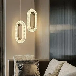 kinis Stunning Oval 3 Light (Wh/WW/NW) Led Hanging Light for Living Room/Modern Style Led Pendant Lamps for Bedroom/Led Ceiling Lights for Home/Led Pendant Light for Ceiling/Home/Cafe/Bar, Pack of 2-image-14