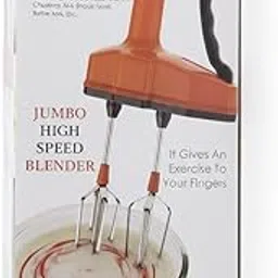 Jumbo High Speed Hand Blender, Manual Operated, Orange and Black, for Beating Cream and Lassi-image-4