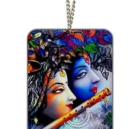 VENDFLEX Car Hanging Accessories - Radha Krishna - Printed Interior Decoration for Car - Acrylic Car Dashboard Showpiece Hanging - Car Interior Deco Rear Mirror Hanging-picture-10