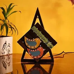 AAKRITI ART CREATIONS Bird Inspired Madhubani Painted Wooden Table Lamp-picture-33