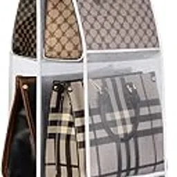 Zollyss Hanging Shelves 6 Pocket Foldable Handbag Organisers Cover Dustproof Wardrobe Storage Purse Organiser Hanging, White, Non Woven Fabric-picture-22