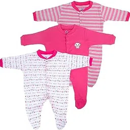 baby needs New Born Baby Multi-Color Long Sleeve Cotton Sleep Suit Romper for Boys and Girls Set of 3-picture-12