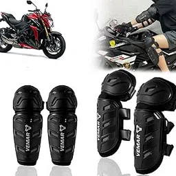 Auto Pearl Motorcycle Knee Shin Guards Elbow Pads, 4 in 1 Monstor Style Knee Shin Safe Protection Armor for Moto Cycling Racing compatible with GSX S1000 F (Black, 4Pcs)-picture-19