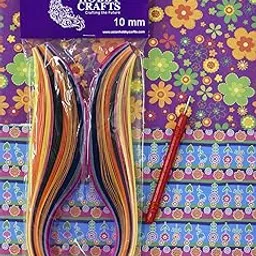 Asian Hobby Crafts Kids Quilling Starter Kit – Colorful Paper Strips with Quilling Tool for DIY Craft Projects, Art Activities & Card Making (Set of 100 Strips + 1 Needle) image 1