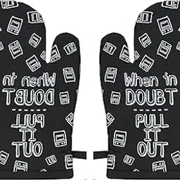 CRAZYWEAVES Cotton Microwave Oven Mitten for Microwave – Set of 2 PCS Oven Glove – Heat Resistant - Black Printed Glove-picture-20