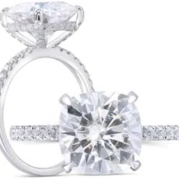 cuonna gems gallery GRA Certified 1 Carat Moissanite Diamond Ring Eye Clean Cushion Cut Real 22Kt Gold Pure White Gold Ring For Women Mojanite VVS1 Clarity Flawless Gem Sone Ki Anguthi Ladies-picture-17