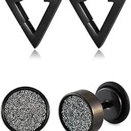 meenaz Earrings men boyfriend girls women gents ear studs for men Stainless Steel Piercing Clip on Screw Bali Pierced Hoop Stud Huggie Magnetic earrings for boys silver black gold blue boys earrings-picture-39