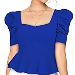 illi london Women's Puff Sleeve Peplum TOP-picture-25