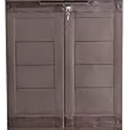 Tall Double Door Storage Cabinet, Brown, 6-Shelf, Lockable, Plastic-picture-12