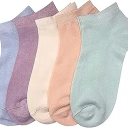 Women's Colorful Socks Pure Cotton Shoe-Liner Socks,.Ankle length (Pack of 5 Pair)-picture-43