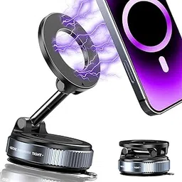 Eliane Universal Magnetic Magsafe Mobile Phone Holder Mount Stand Vacuum Suction 360° Rotation Foldable Anti Slip Lock for Car Dashboard Gym Mirror Shower Glass Desk Smooth Surface for All Smartphone-image-88