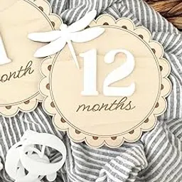Haoser 3D Monthly Milestone Discs for Baby Photos – Wooden Dragonfly Engraved Milestone Markers, Monthly Baby Bow Milestone Cards, Baby Photo Prop, Keepsake Gift for Newborns (4.5 x 4.5 Inch)-picture-58