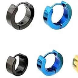xwpzk Stainless Steel Mens Earrings Om Black Gold Silver Piercing Screw Bali Stud Hoops Earing Multicolor Earrings Combo for men boys Unisex-picture-25