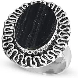 crystu AAA Natural Black Tourmaline Ring Original Genuine Gemstone Adjustable Ring-picture-32
